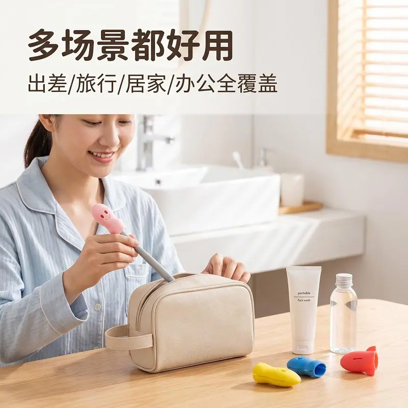 硅胶牙刷头套 硅胶牙刷保护套 折叠旅行便携硅胶牙刷套设计1