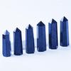 Cristal natural arenito azul único pontiagudo hexagonal prisma emery pedra bruta pedra mineral logotipo energia coluna de pedra decoração casa ornamentos