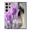 Aplicável para Capa de Celular Samsung S25 Ultra Capa Protetora A57 S24 Tulipa Roxa TPU Macio S26 PLUS Flores