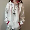 Sudadera con capucha casual de bloqueo de color retro americano para hombres y mujeres, top holgado oversize de moda para primavera y otoño