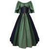 Manxing Vestido de una sola manga con cordones en la cintura, estilo medieval retro, patchwork de color contrastante, falda de oscilación, para la mañana de Halloween