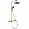 Conjunto de Chuveiro de Cobre de Alta Pureza Dourado com Topo e Mangueira de Mão Uso Duplo Controle Duplo Quente e Frio Banheiro Chuveiro