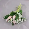 Tulipanes de Goma Suave Acompañados de Gypsophila de Goma Suave, Ramo de Novia, Decoración para el Hogar de Boda, Decoración de Mesa, Fotografía
