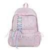 Mochila de estilo japonés con lazo dulce y estrella, de alta apariencia, para estudiantes y niñas, linda y moderna bolsa escolar de lunares