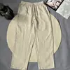 Pantalones Casuales de Cáñamo Estilo Nuevo Primavera y Verano, Pantalones Harem Retro Artísticos, Pantalones de Pierna Ancha Elásticos Holgados Transpirables de Cintura Alta