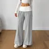 Pantalones largos casuales estilo europeo y americano, nueva colección otoño/invierno 2026, pantalones largos hasta el suelo, diseño transfronterizo, tela fluida, corte holgado, pantalones de pierna ancha color block para mujer