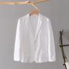 L948 primavera retro cuello plano lino guapo traje pequeño hombres casual suelto artístico algodón y lino chaqueta de traje