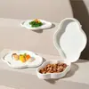 Bandeja Ruyi de Cerâmica Chinesa Prato para Chá e Sobremesa Prato Rasinho Prato Plano Prato para Frutas Assadeira Prato Doméstico Prato para Confeitaria Suporte Pequeno para Bule