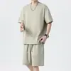 Conjunto esportivo masculino para corrida e fitness, conjunto de treino de duas peças, secagem rápida, para corridas matinais e noturnas, nova roupa esportiva casual masculina de verão