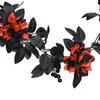 Hoja de Rosa Negra de Ratán Transfronteriza Amazon Halloween Hogar Decoración Negra Arreglo Hoja de Rosa Artificial de Ratán