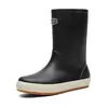 Botas de lluvia para hombre y mujer, antideslizantes, impermeables, elegantes, de media pantorrilla, de terciopelo, cálidas, de goma, botas de agua para trabajo en cocina, zapatos de agua de caña alta para hombre