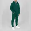 Conjunto de Cardigan Clássico com Zíper, Moletom Casual Tendência com Capuz e Cordão, Conjunto de Duas Peças Estampado 2024