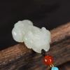 Pingente Pixiu de Jade Hetian para Homens e Mulheres, Pingente Pequeno Pixiu de Jade Verde e Branco Overlord, Pingente de Jade, Pingente de Jade