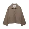 Venta al por mayor transfronteriza Otoño e Invierno 2025 Nueva Ropa de Mujer Europea y Americana Moda Callejera Casual Urbano Simple Abrigo de Lana Sintética para Mujer