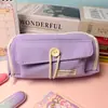 Novo estojo estilo coreano para ensino fundamental e médio, grande capacidade, estojo de lápis estilo ins, alto valor estético, bolsa de material de papelaria resistente à sujeira, portátil e personalizável