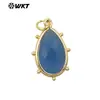 WT-P1974 Exquisite Gota d'Água Colorida Colorida Multicor Opcional Pedra Lápis Lazúli Pó de Cristal Brincos Pingente Acessórios