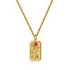 Collar Transfronterizo Europeo y Americano de Acero Inoxidable con Baño de Oro de 18K, Etiqueta Cuadrada de Tarot, Sol, Luna, Estrella de Ocho Puntas, Flor con Puntos de Diamante