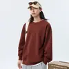 J62 Jaqueta Base Personalizada de Fábrica 500g Pesada Gola Redonda Manga Longa Outono e Inverno com Cor Sólida e Logo Estampado, Versátil