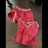 Pijama de tirantes a cuadros rojo retro francés para mujer, estilo nuevo de verano, conjunto de ropa para el hogar con chaleco de encaje puro y shorts