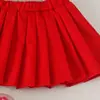 Nueva colección de primavera y otoño de ropa infantil para niñas: top de manga larga con estampado de fresas y falda plisada, perfecto para vacaciones y cumpleaños