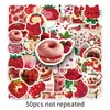 50 Piezas de Pegatinas Decorativas Lindas de Dibujos Animados Estilo Fresas Divertidas Elegantes para Bicicleta Maleta Power Bank