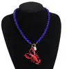 ZA con cadena de clavícula de perlas de cuentas rosa langosta colgante nueva moda collar fresco mujer