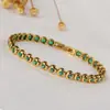 Moda Europea y Americana Color Dopamina Diseño Redondo con Abalorio Incrustado Lujo Ligero Exquisito Pulsera para Hombre de Acero de Titanio 316 con Circonita