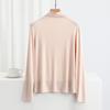 Camisa básica de cuello medio alto para mujer, camiseta fina de modal de manga larga para primavera y otoño, top ajustado estilo occidental que combina con todo.