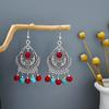 Pendientes con borlas de plata estilo étnico Miao, pendientes con borlas de turquesa bohemios, pendientes con atracciones turísticas de minorías étnicas