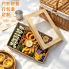Caixa de piquenique de papel kraft personalizada, lancheira, caixa de embalagem descartável para camping, caixa para lanche de frutas e sushi com janela