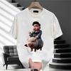 Camiseta de manga corta de algodón con dibujos animados para hombre, de marca de moda de verano, holgada, de cuello redondo, de media manga, con estampado informal para parejas