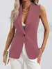 Cardigan de Cor Sólida com Botão Único, Jaqueta Sem Mangas com Gola Redonda para Mulheres - Lançamento Primavera e Outono 2026 Europeu e Americano Transfronteiriço Amazon