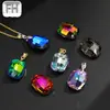 Gordo Rectangular Esquina Redondeada Colorido Super Brillante Vidrio Agujero para Colgar Cuentas de Cristal Hecho a Mano DIY Collar Pulsera Joyería Colgante