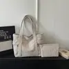 Bolsa de Veludo Cotelê para Mulheres 2026 Novo Modelo de Primavera Estudante Classe Trabalho Bolsa Tote Grande Capacidade Bolsa de Ombro de Mão