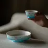 Taza Maestra con Patrón de Loto Azul Degradado Pintado a Mano de Alto Valor Estético, Exquisita Taza Individual de Cerámica Arita
