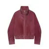 Jaqueta Bomber de Couro Puro Retro com Gola Alta Moda Feminina Europeia e Americana Transfronteiriça 6318252