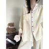 Pijama de Cuadros para Mujer, Trajes de Manga Larga para Primavera y Otoño, Ropa de Casa de Algodón Nube de Alta Gama, Ropa de Otoño Portátil, Venta al por Mayor Transfronteriza