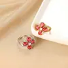 Anel Feminino de Flor de Zircônia Novo da Amazon Anel Geométrico Aberto Moda Anel de Luxo Leve Fabricantes Atacado