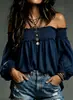 2026 Otoño/Invierno Transfronterizo Nuevo Amazon Wish Camisa de Manga Abullonada Casual de Color Sólido para Mujer Europea y Americana
