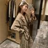 Pijama Derong Feminino Outono e Inverno Novo Estampa de Leopardo Calça Wide Leg Espessada Quente Solta Conjunto de Roupas para Casa Atacado Transfronteiriço