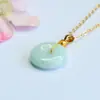 Colar com Pingente de Jade Birmanês Natural Grau A Guan Yu Paz Transmissão ao Vivo Venda Quente Atacado S5100402