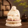 Adorno de fruta marfil, figura de dios de la riqueza amarillo, estatua de Buda, decoración del hogar, sala de estar, ceremonia de inauguración, artesanía de mesa, pieza decorativa pequeña
