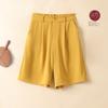Shorts de Verão Casuais de Seda Gelo para Mulheres Novos Cintura Alta Soltos Chiffon Modelador Look Fino A-Line Perna Larga Comprimento Médio