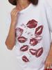 Moda Sentido de Diseño Distintivo Estilo Americano Camiseta de Manga Corta de Algodón Pesado Estampada Moda Femenina Marca Top Oversize Moda