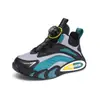Zapatillas Deportivas para Niños Mayores con Hebilla Giratoria, Nuevo Modelo de Primavera, Superficie de Cuero con Polar Añadido, Zapatos de Malla para Niños y Niñas