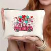 Bolsa Cosmética Explosiva Transfronteriza con Estampado Doble Cara Patrón de Letras Bolsa con Cremallera Bolsa de Muestra de Lino Bolsa de Almacenamiento Impermeable en stock
