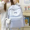 Mochila Nueva con Diseño de Cuadros tipo Tartán Dulce de Moda para Estudiante de Primaria Chica Alta Apariencia Mochila de Escuela Secundaria