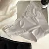 Pantaletas seamless de seda helada para mujer, algodón puro, antibacterianas 10A, entrepierna extendida, ribete de encaje sexy, estilo deseo puro, venta al por mayor