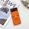 Adecuado para Samsung Zflip 40% de descuento Pantalla Apilada Funda para Teléfono Móvil Flip4 Anillo de Lujo Cuero Antideslizante Zflip7 Estuche Duro 5