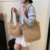Bolso Tejido de Paja Nuevo Estilo Transfronterizo, Bolso Tote Tejido Estilo Vacaciones en la Playa, Bolso Simple para Debajo del Brazo, Bolso de Hombro de Gran Capacidad para Viajar